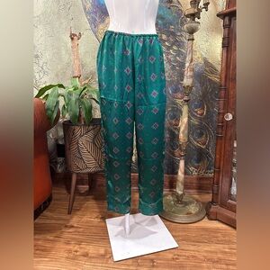 EUC BODY DRAMA bohemian hunter Green satin Straight Leg Pants